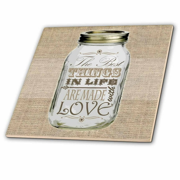 3dRose lsp_128507_1 Mason Jar On Burlap Print Brown The Best Things in Life Are Made with Love Gifts for The Cook Single Toggle Switch 